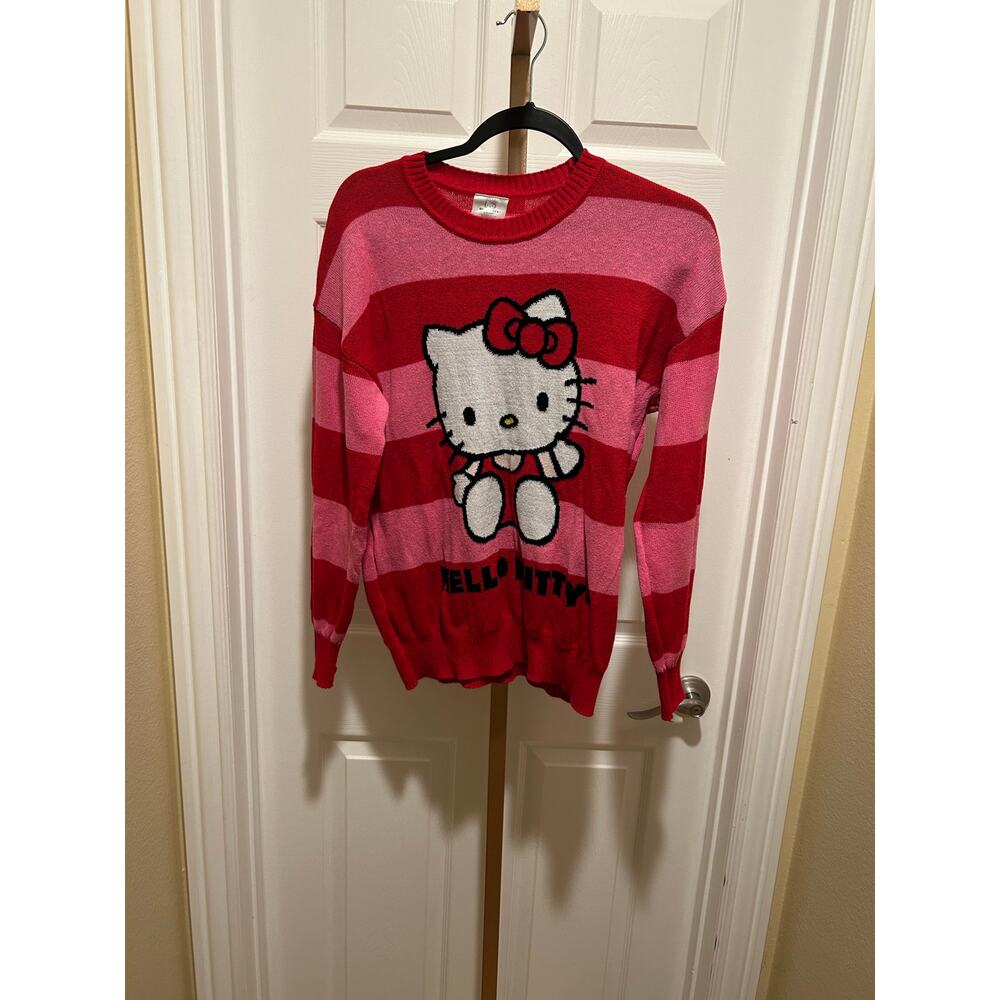 Hello Kitty Red & Pink Striped Sweater, Medium - Picture 4 of 7